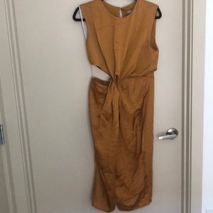 ASOS Twist Front Sexy Satin Pencil Dress with Cut Out